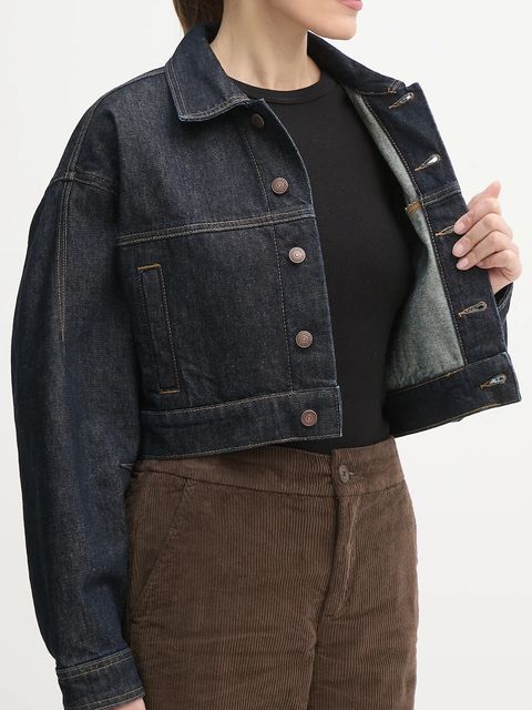 Calvin Klein Jeans kurtka jeansowa kolor granatowy przejściowa oversize LV047D700G