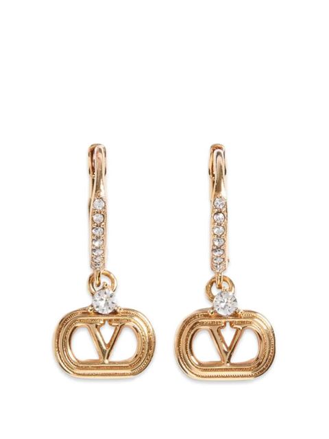 Valentino Garavani ovalette metal and Swarovski® crystal earrings - Gold - zdjęcie produktu nr 1
