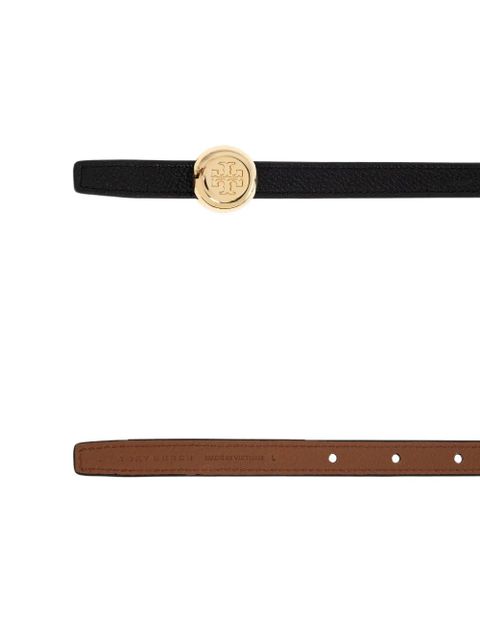 Tory Burch medallion Double T-motif leather belt - Black