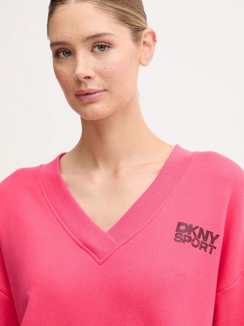 Dkny bluza bawełniana damska kolor różowy z aplikacją DP5T1279