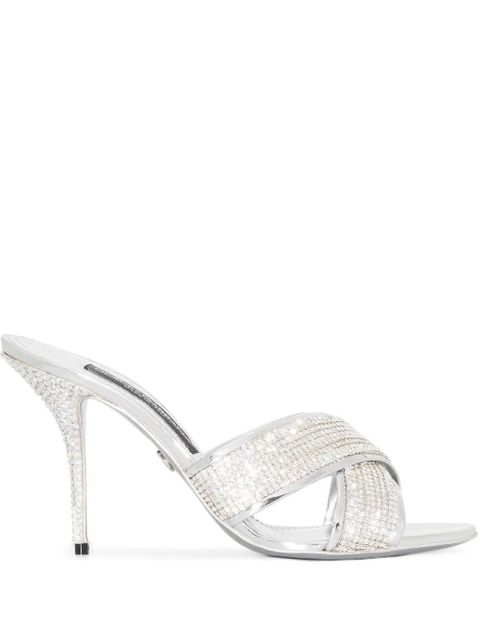 Dolce & Gabbana 85mm crystal-embellished sandals - Silver - zdjęcie produktu nr 1