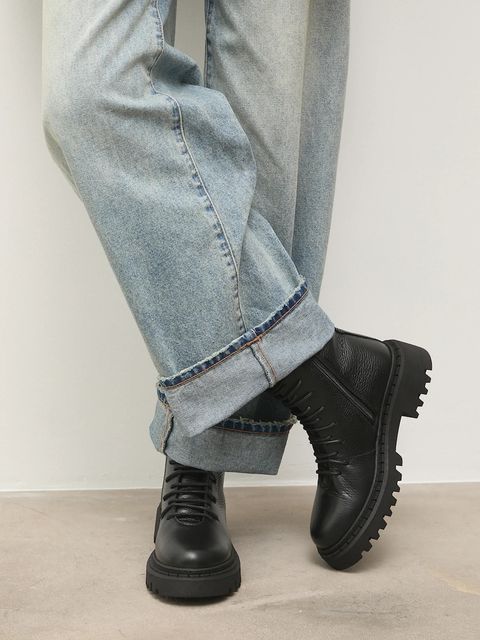 Answear.LAB workery skórzane kolor czarny na platformie lekko ocieplone - zdjęcie produktu nr 1