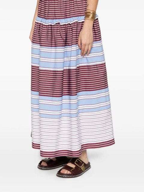 SANDRO Dolores striped tiered A-line mid skirt