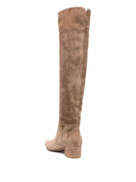 Gianvito Rossi 40mm leather pointed-toe knee-high boots - Neutrals
