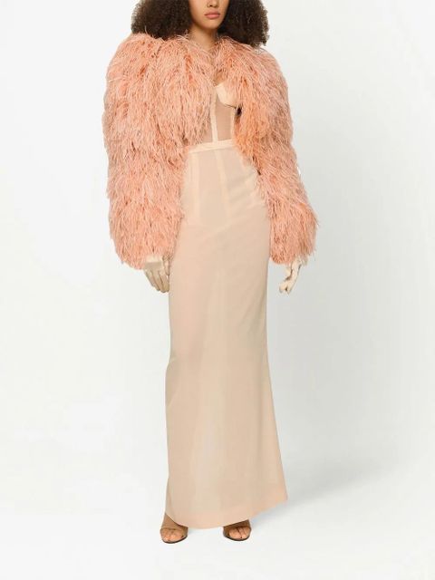 Dolce & Gabbana KIM DOLCE&GABBANA feather-trim bolero jacket - Orange