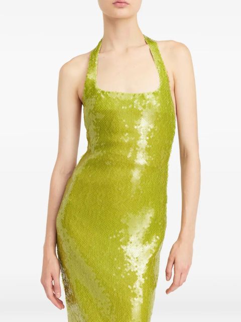 16Arlington Auden sequin halterneck maxi dress - Green