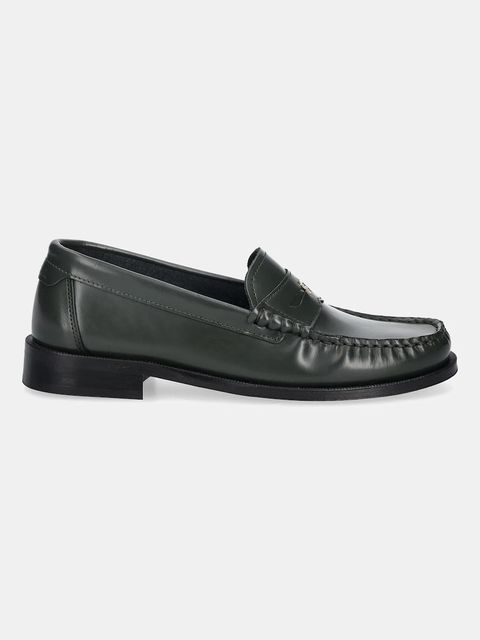 Furla mokasyny skórzane College Loafer damskie kolor zielony na płaskim obcasie YK41FSN T20000 4491S