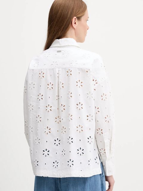 Barbour koszula bawełniana MELISSA damska kolor beżowy relaxed z kołnierzykiem klasycznym LSH1676 - zdjęcie produktu nr 2