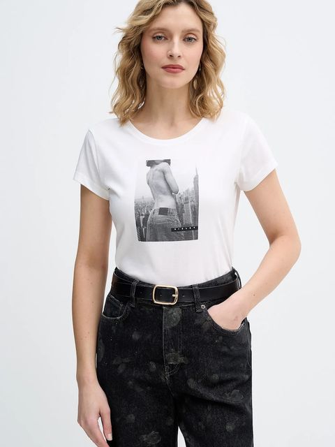 Sisley t-shirt bawełniany damski kolor biały 3I1XL107Z - zdjęcie produktu nr 1