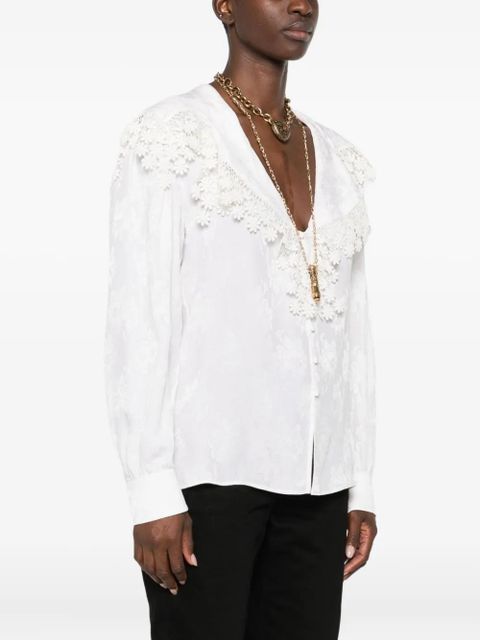 Chloé floral-lace trimmed shirt - White - zdjęcie produktu nr 1
