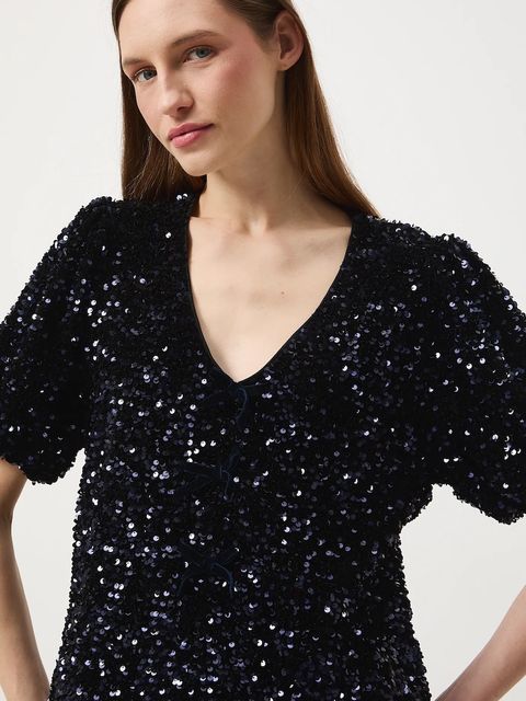 Medicine bluzka damska kolor granatowy z aplikacją