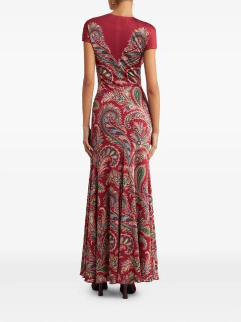 ETRO paisley-print short-sleeved maxi dress - Red