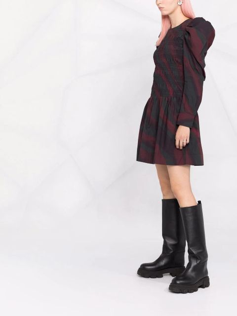 GANNI puff shoulder abstract-print dress - Purple - zdjęcie produktu nr 2