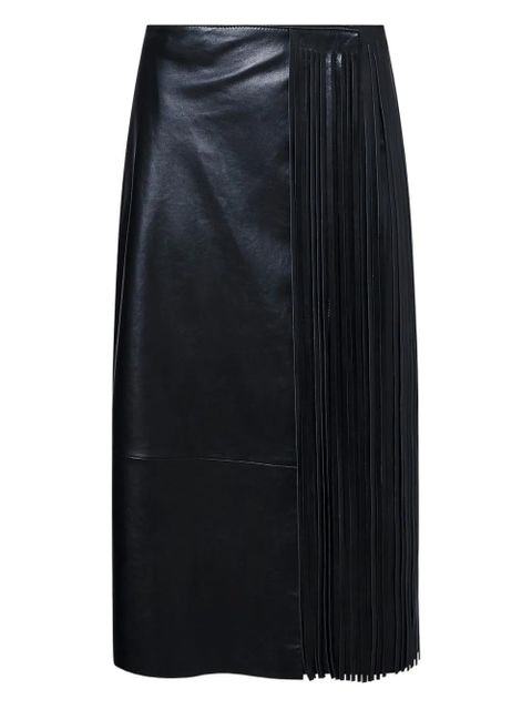 Yves Salomon fringed leather wrap skirt - Black - zdjęcie produktu nr 1