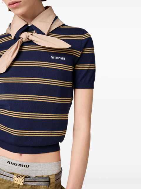 Miu Miu striped polo top - Blue