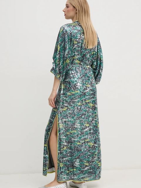 DIANE VON FURSTENBERG sukienka kolor zielony maxi prosta DVFGL3S006