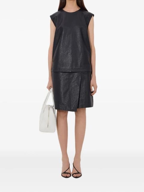 LouLou de Saison Fiza ostrich-effect leather top - Black - zdjęcie produktu nr 2