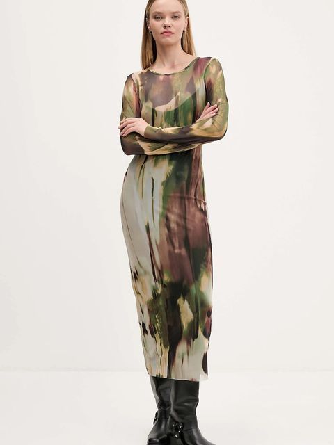 Desigual sukienka GODIVA kolor zielony maxi prosta 25WWVK41 - zdjęcie produktu nr 1