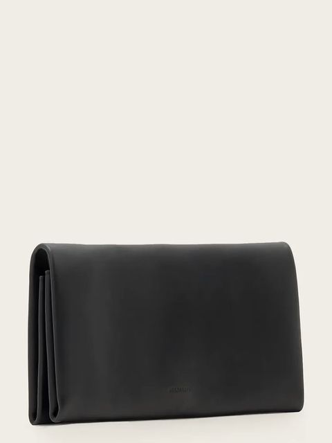 AllSaints portfel skórzany HARLUNA damski kolor czarny W208XD