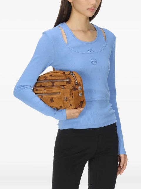 Marine Serre moon-logo round-neck top - Blue