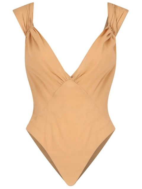 Saint Laurent cross-back silk bodysuit - Neutrals - zdjęcie produktu nr 1