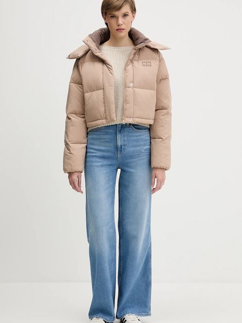 Tommy Jeans kurtka puchowa kolor beżowy zimowa oversize DW0DW21624
