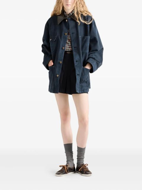 Prada leather-pocket pleated mini skirt - Blue