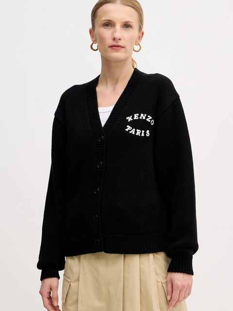 Kenzo kardigan wełniany x Verdy damski kolor czarny ciepły FF52CA4773CX.99J