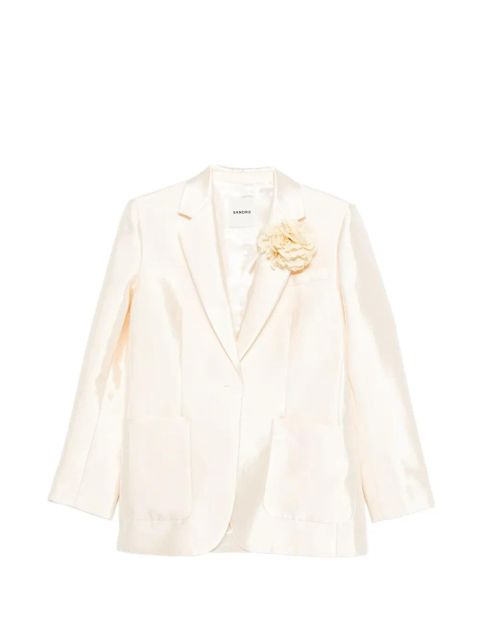 SANDRO Myrella floral-appliqué front-pocket blazer - Neutrals - zdjęcie produktu nr 1