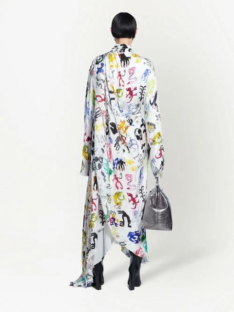 Balenciaga artist doodles twisted dress - White
