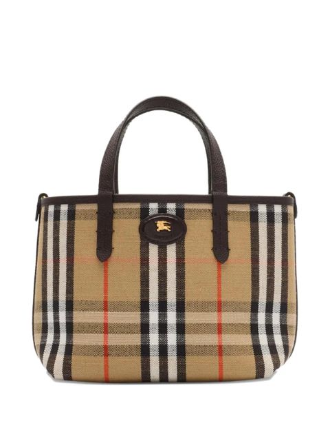 Burberry mini Bloomsbury reversible check tote bag - Brown