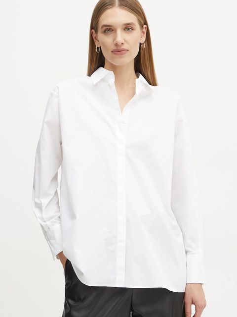 BOSS koszula damska kolor biały regular z kołnierzykiem klasycznym 50530339