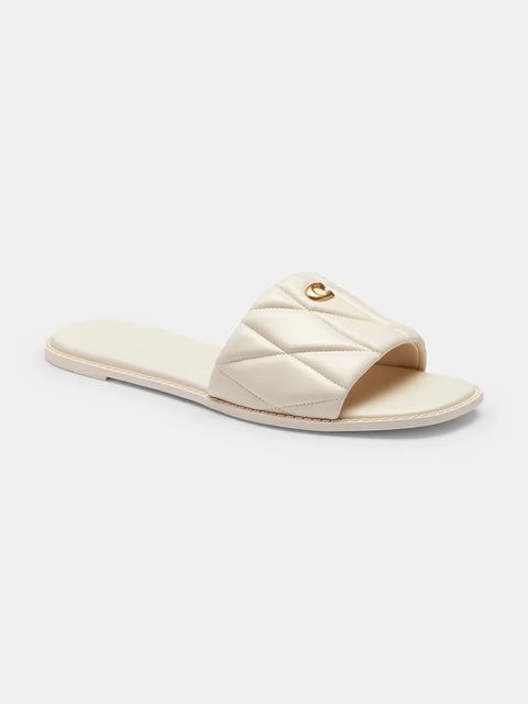 Coach klapki na płaskim obcasie damskie skórzane Holly Quilted Leather Sandal - zdjęcie produktu nr 1