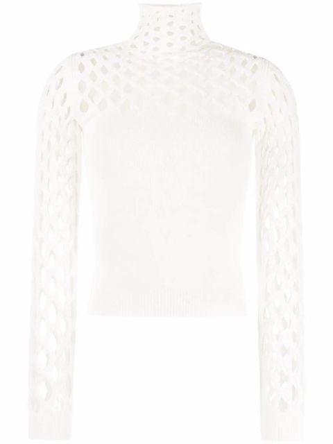 Valentino Garavani open-knit roll-neck top - Neutrals - zdjęcie produktu nr 1