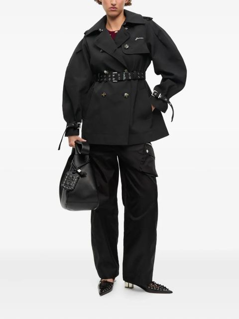 GANNI balloon-sleeve trench coat - Black - zdjęcie produktu nr 2
