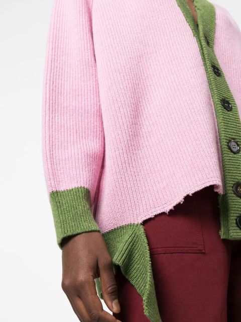 Marni distressed-finish V-neck cardigan - Pink