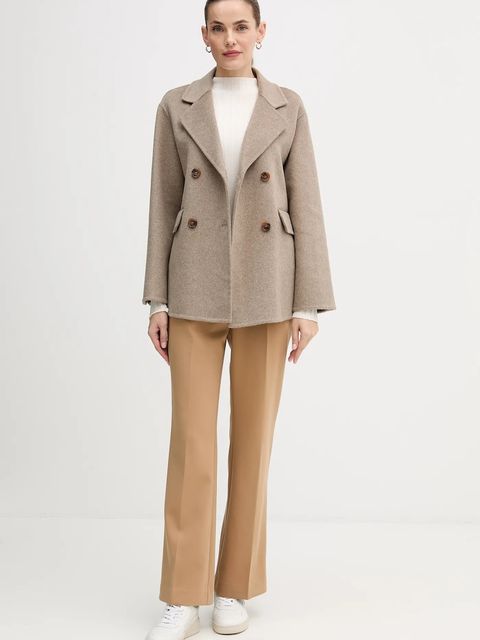 Gant spodnie damskie kolor brązowy proste high waist 4150334 - zdjęcie produktu nr 2