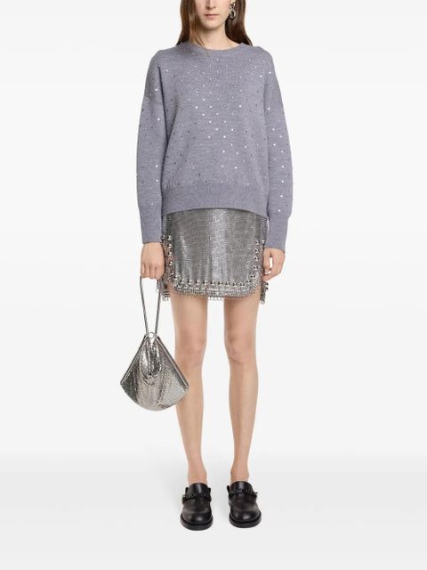 Rabanne stud-embellished mini skirt - Silver - zdjęcie produktu nr 2