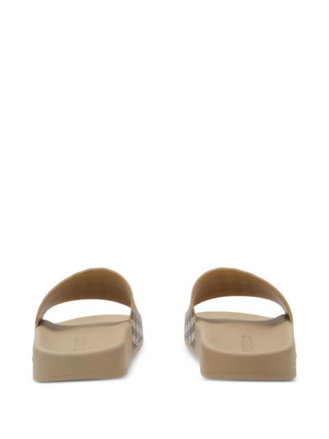 Burberry check round-toe slides - Neutrals