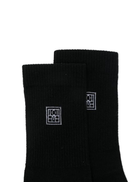 TOTEME monogram-embroidered socks (pack of two) - Black