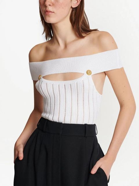 Balmain openwork knit bodysuit - White