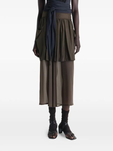 LEMAIRE pockets draped asymmetric skirt - Brown