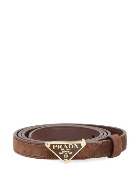 Prada triangular buckle leather belt - Brown