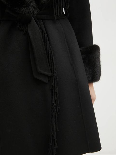Marciano Guess płaszcz wełniany LILIANA kolor czarny przejściowy niezapinany 4BGL10 7125A