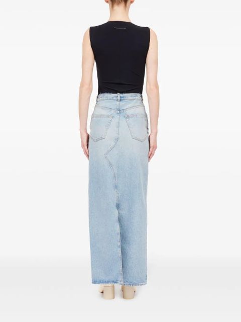 MM6 Maison Margiela slit denim maxi-skirt - Blue