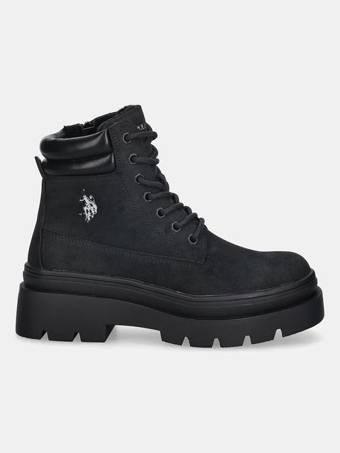 U.S. Polo Assn. botki SHONA001 damskie kolor czarny na płaskim obcasie SHONA001W/EHY1