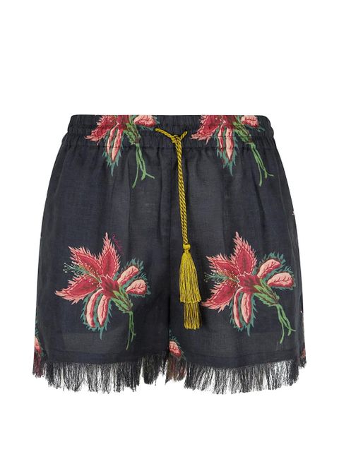 Valentino Garavani floral-pattern tassel-detail shorts - Blue - zdjęcie produktu nr 1