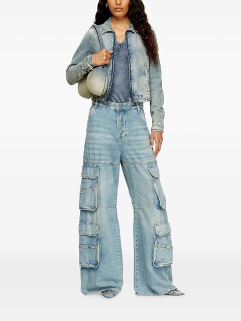 Diesel zip-fastening shoulder-detail denim jacket - Blue