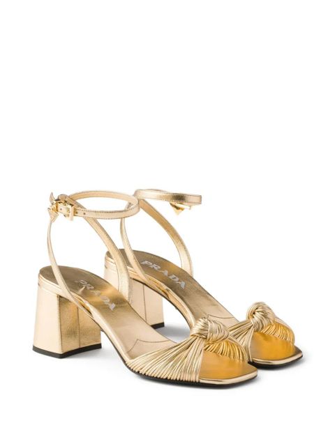 Prada leather heeled sandals - Gold - zdjęcie produktu nr 2