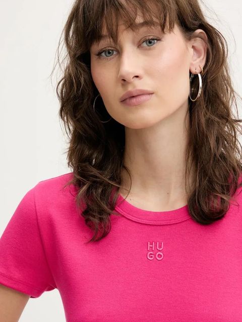 HUGO t-shirt damski kolor różowy 50512000 - zdjęcie produktu nr 2